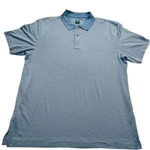 Pro Tour Golf Polo Shirt Mens XL Blue Striped Short Sleeve Golf Activewear Top‎